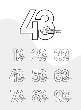 Set of Anniversary outline logotype silver and gold color with black backgr.. Stock Illustration