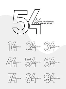 Set of Anniversary outline logotype silver and gold color with black backgr.. Illustrazione stock