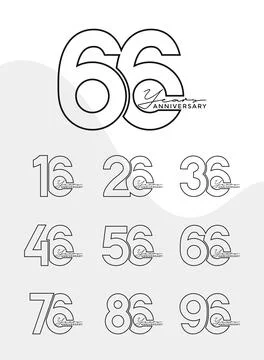 Set of Anniversary outline logotype silver and gold color with black backgr.. Stock Illustration