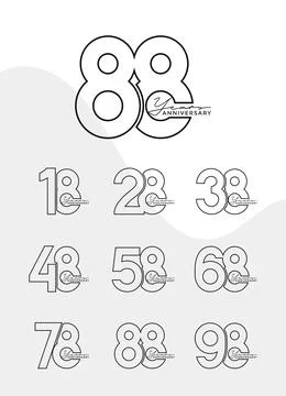 Set of Anniversary outline logotype silver and gold color with black backgr.. Stock Illustration