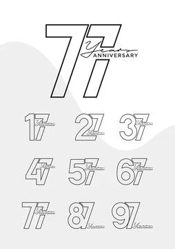Set of Anniversary outline logotype silver and gold color with black backgr.. Stock Illustration