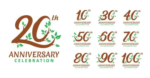 Set of anniversary tree number design Stock Illustration