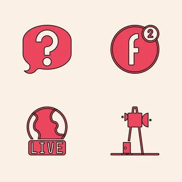 Set Antenna, Speech bubble chat, Create account and Live report icon. Vector Illustrazione stock