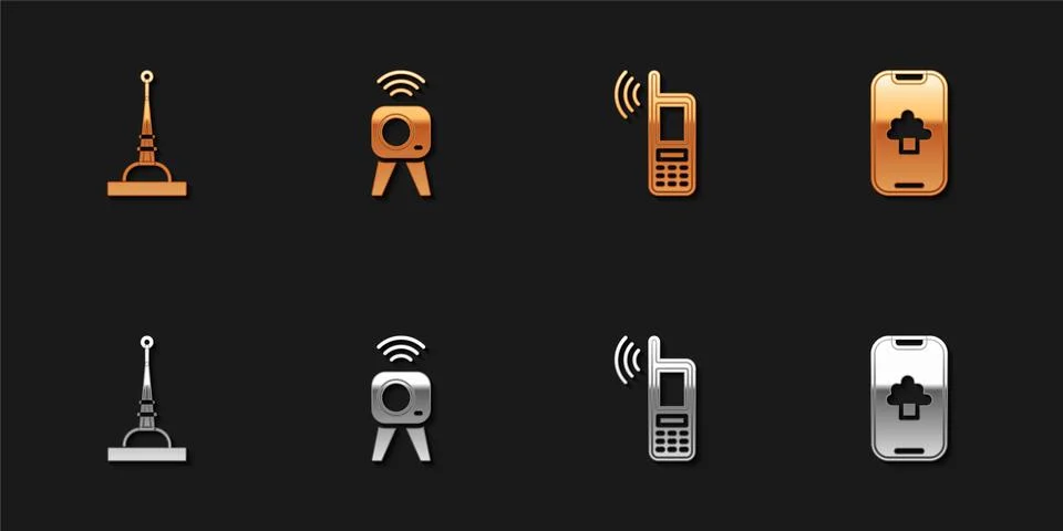 Set Antenna, Web camera, Mobile with wi-fi wireless and Cloud technology data 스톡 일러스트