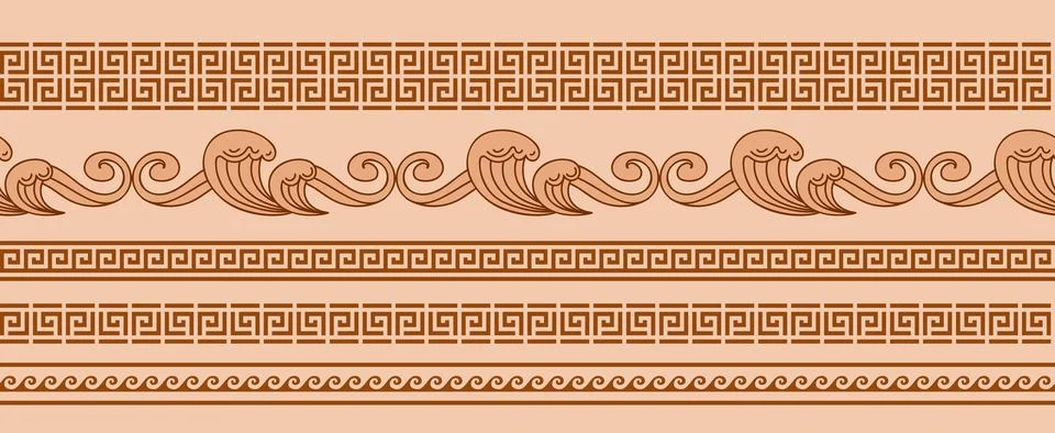 Set of antique borders. Vector illustration in vintage style. Graphic geometric Stock Illustration