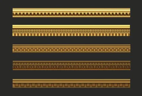 Set of antique classical architectural cornices Stock Illustration
