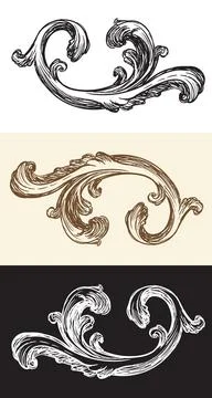 Set of antique hand drawing design element vector illustration Stock Illustration