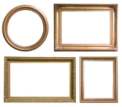 Set of antique picture frames isolated on white background Stock Photos