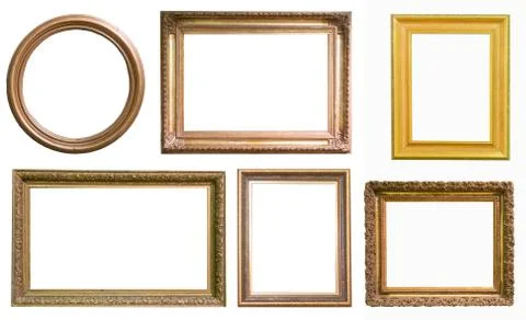 Set of antique picture frames isolated on white background 스톡 사진