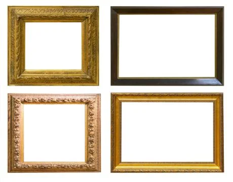 Set of antique picture frames isolated on white background Stock Photos