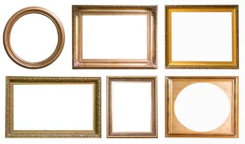 Set of antique picture frames isolated on white background Stock Photos
