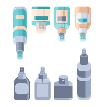 Set of antiseptic bottles sticker set on white isolated backdrop for social b Stock Illustration