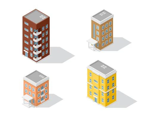 Set of apartment buildings Stock Illustration