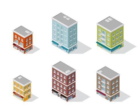 Set of apartment buildings Stock Illustration