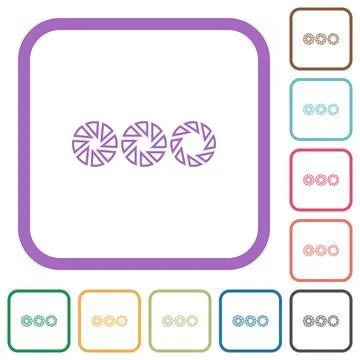 Set aperture size outline simple icons Stock Illustration