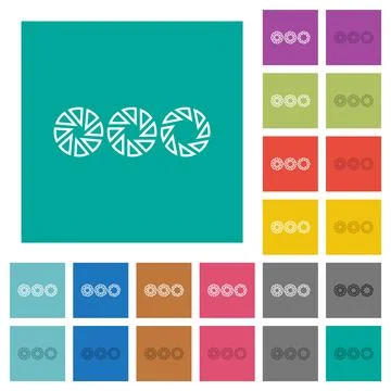Set aperture size outline square flat multi colored icons Stock Illustration