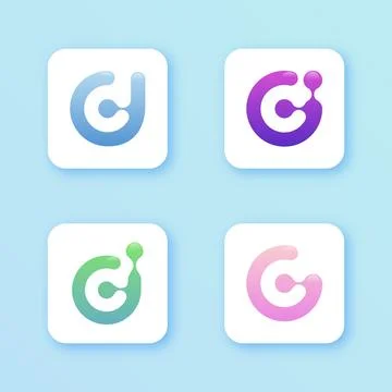Set app design letter D design vector illustration template for smartphone ap Stock Illustration