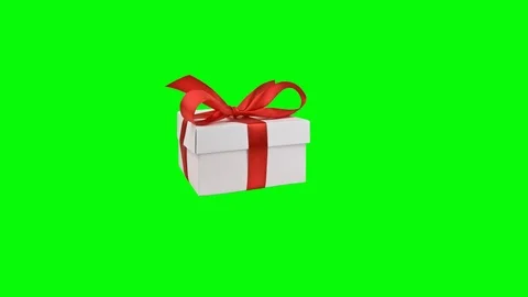 Set of appearing white gift boxes with a red bows on green screen Video stock 121883313