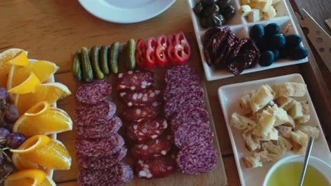 Set of Appetizers and Various Delicious Snacks. Top View Stock Footage 164773925