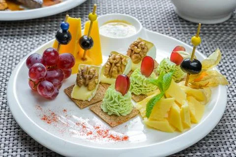 Set of appetizers to wine Stock Photos