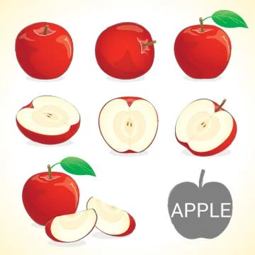 Set of apple fruit in various styles vector format Stock Illustration