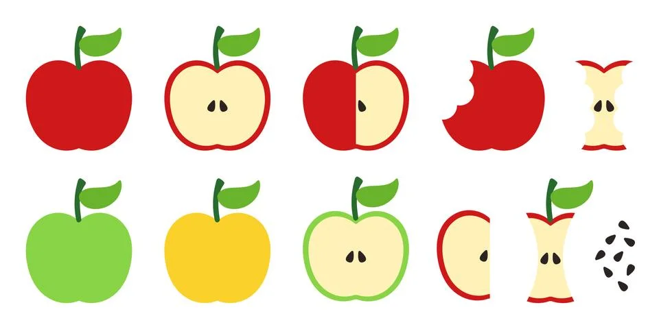 Set of apple illustrations Stock Illustration