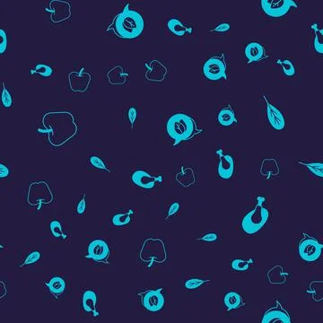 Set Apple, Leaf, and Roasted turkey or chicken on seamless pattern. Vector イラスト素材