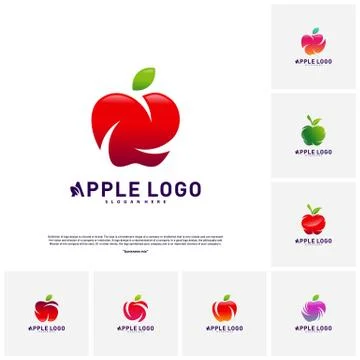 Set of Apple logo design concept vector. Fruit Apple Creative Logo vector tem Stock Illustration