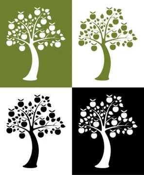 Set of apple trees Stock Illustration