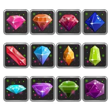Set of application icon with gems Stock Illustration