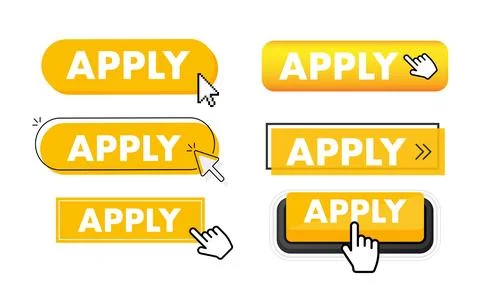 Set of Apply button. Hand pointer clicking. Apply web buttons Illustrazione stock