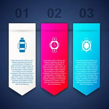 Set Aqualung, Diving watch and Turtle. Business infographic template. Vector Stockillustratie