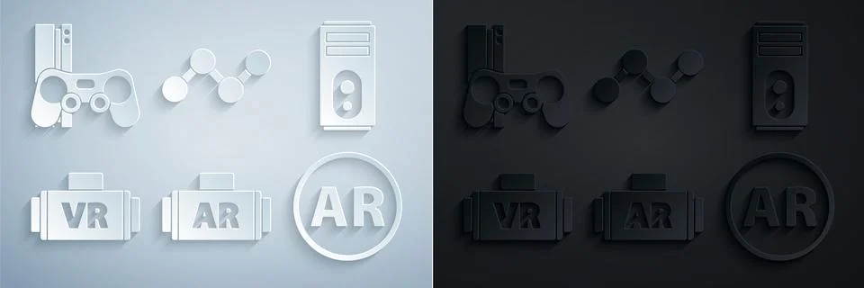 Set Ar, augmented reality, Computer, Virtual glasses, Share and Game console 스톡 일러스트