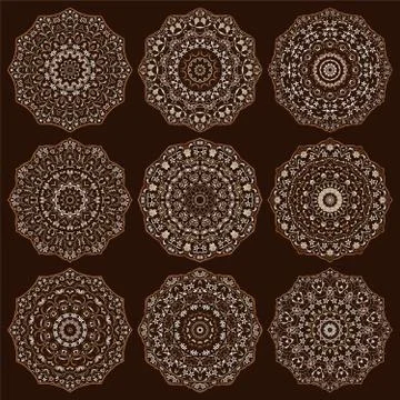 Set of arabic circular elements. Stock Illustration