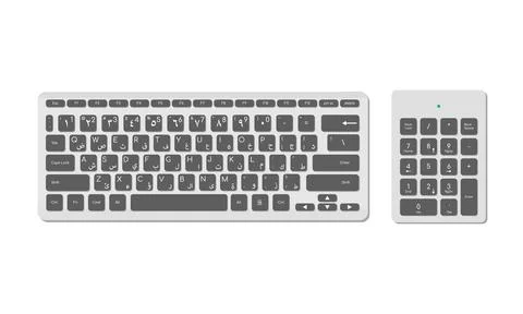 A set of Arabic computer keyboards, basic and numeric with symbols, gray. A Stock Illustration
