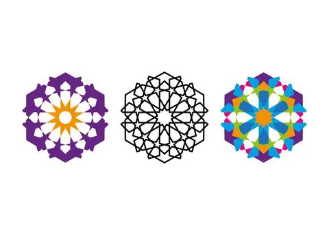 Set Arabic Decorative Pattern Islamic Symbol, logo design templates Arabic style Illustrazione stock