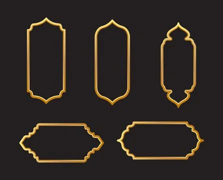 Set of Arabic Islamic windows and door decorations Illustrazione stock