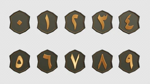 A set of Arabic numerals with a gold decorative shield Video stock 302633751