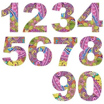 Set arabic numerals, vector Stock Illustration