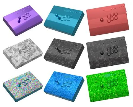 A set of arcade joysticks on isolated on white background with clipping path Stock Illustration