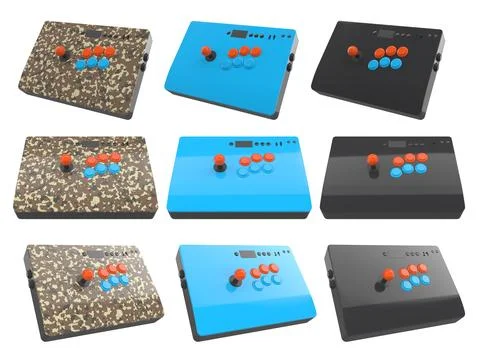 A set of arcade joysticks on isolated on white background with clipping path 스톡 일러스트