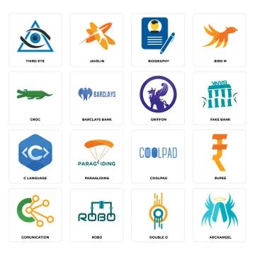 Set of archangel, double o, comunication, coolpad, c language, griffon, croc, Free Stock Illustration