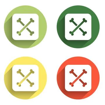 Set Archeology icon isolated with long shadow background. Color circle butt.. Stock Illustration