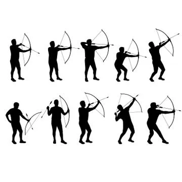 Set of archers vector silhouettes Illustrazione stock