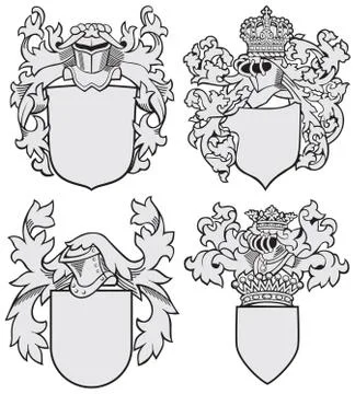 Set of aristocratic blazons Stock Illustration
