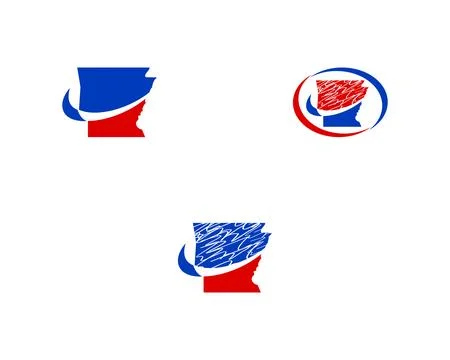 Set of Arkansas Map vector logo Stock Illustration