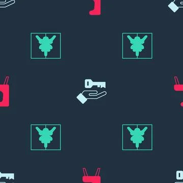 Set Armchair, Solution to the problem and Rorschach test on seamless patter.. Stock Illustration