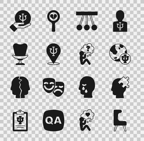 Set Armchair, Solution to the problem, Psychology, Psi, Pendulum, and Head with 스톡 일러스트