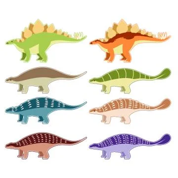 Set of armored dinosaurs Stock Illustration