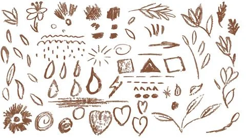 Set of arrow abstract brush line stroke, imitation of children's doodles Stock Illustration